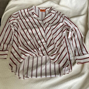 Patrizia Luca frim Milano striped orange and cream high low blouse